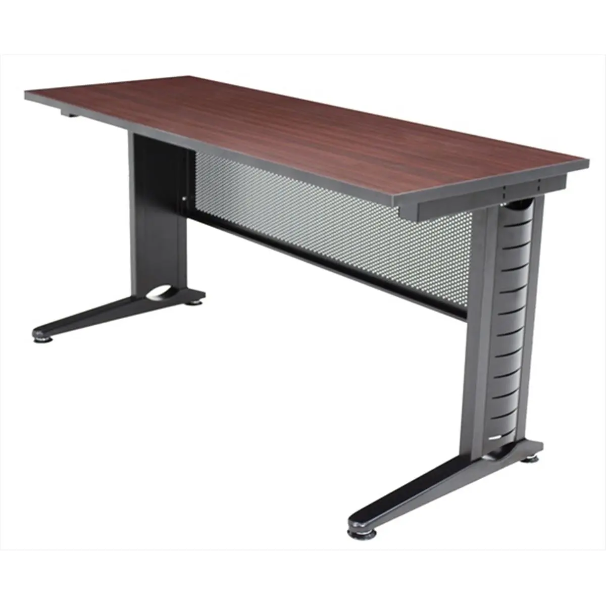 Regency 48 x 24 in. Commercial Office Training Table - Mahogany, C-Shaped Metal Legs, Thick Laminate Work Surface, Wire Management, Abrasion & Stain Protection, Stabilized by Metal Modesty Panel