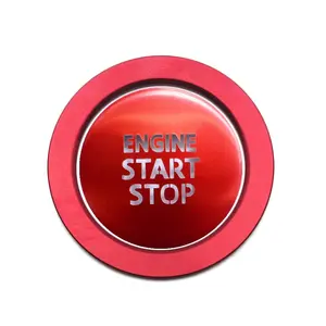 Engine push Start Stop button cover trim for Toyota Tacoma, car interior accessories trims for Tacoma, aluminum alloy, Red