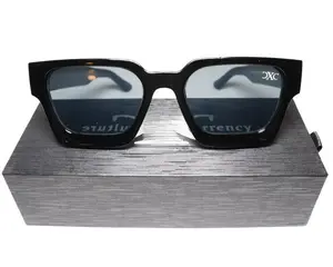 CXC Designer Sunglasses - Black Thick Heavyweight Material with Protective Lenses & Custom Cleaning Cloth - One Size Fits All