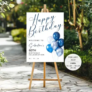 Happy Birthday Welcome Sign for Man Adult Birthday Party Sign Birthday Celebration Decorations Editable Printable Template Any Age BS907