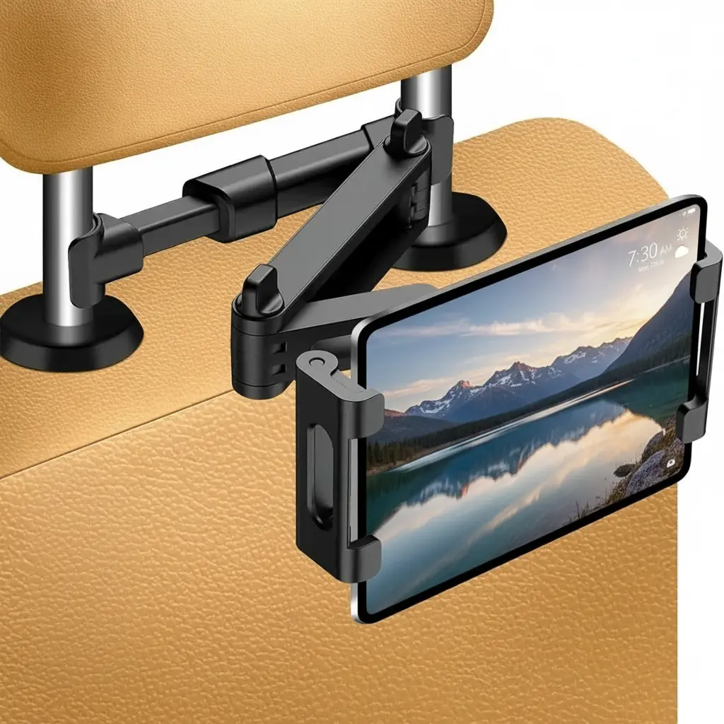 Tablet Holder for Car – 360° Adjustable iPad Headrest Mount for 5.3-12.9" Devices, Upgraded Car Tablet Holder, Road Trip Essentials (Black)