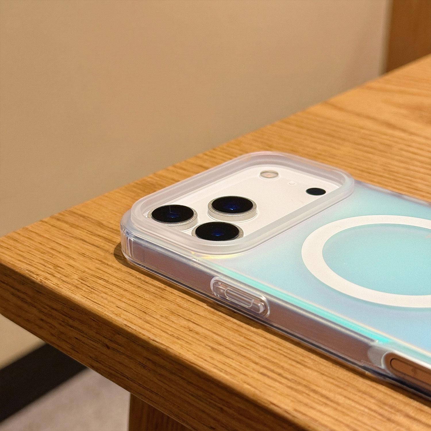 Laser PrismGlow Color-Shift Iridescent Clear Phone Case, Sparkly Cute Design, MagSafe Magnetic Cover for iPhone 17 16 15 14 13 12 Pro Max