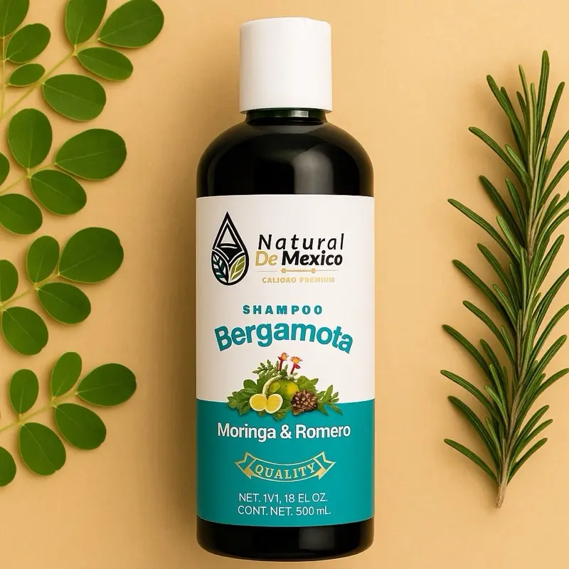 Bergamota Moringa & Romero Shampoo 1 Liter Volume Natural Botanical Formula for Hair and Scalp Care