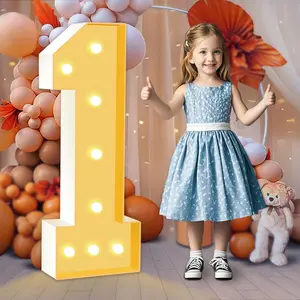 3FT LED Lights Foam Mosaic Number 1 Decorative Balloon - Large Digit Backdrop, Festive Colorful Ornament, Wedding Party Supplies for 1st Birthday Decor