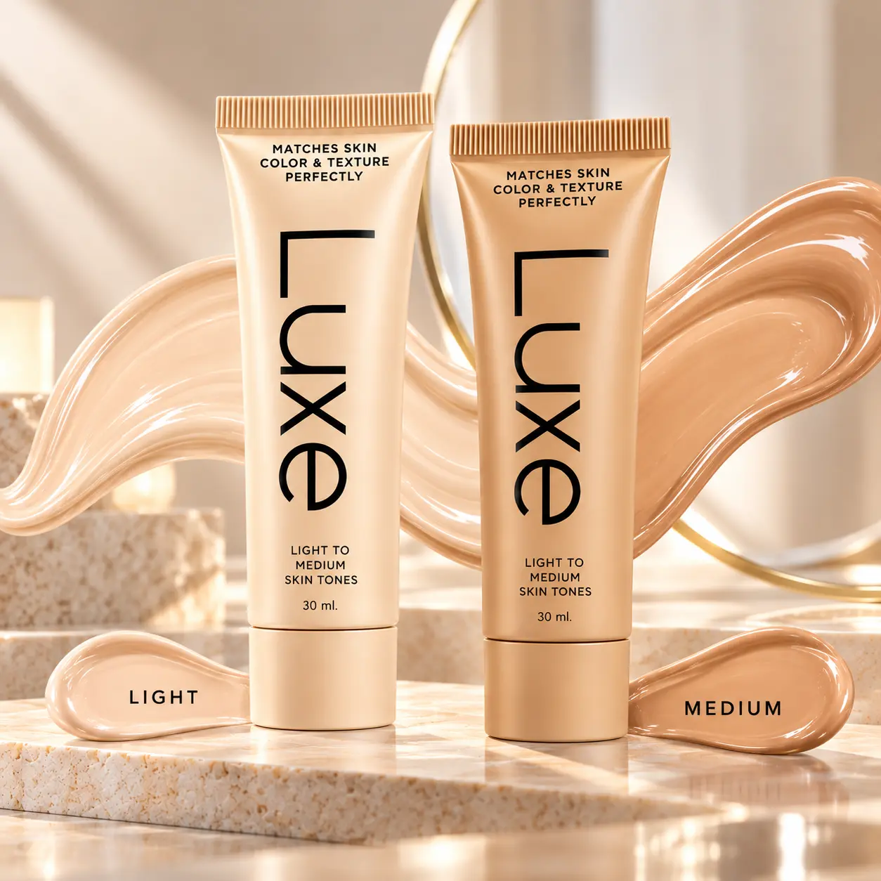 LUXE Color Changing Foundation 30ml, Lightweight Tone-Adapting Liquid Makeup in Light & Medium Shades, Buildable Coverage, Natural Finish & Comfortable Long-Wear Finish