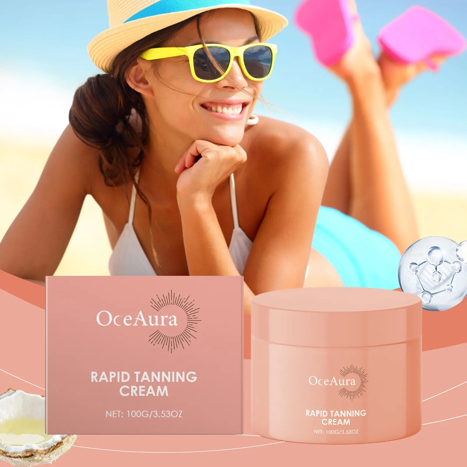 OceAura Sunless Tanning Balm, Sunless Tanner, Nourish And Moisturize, Achieve Healthy Bronzed Skin Tone