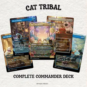 Proxy 100+ Card Commander Deck – Mystic Paws Cat Tribal | Cute Magical Cats & Control Theme | Ready to Play EDH | Perfect Gift for Cat Lovers