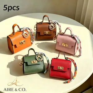 5PCS Mini Pouch Organizer Set– Cute Small Bag, Keychain,Coin Purse, Travel Pouch, Clip-On Mini Wallet, Bag Organizer for Lipstick, Earbuds, Coins, Cash, and Accessories., 8X8cm