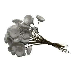 Vintage Czech Glass Flower Stamens - White Pressed Glass with Wire Stems 90mm - Individual Floral Components