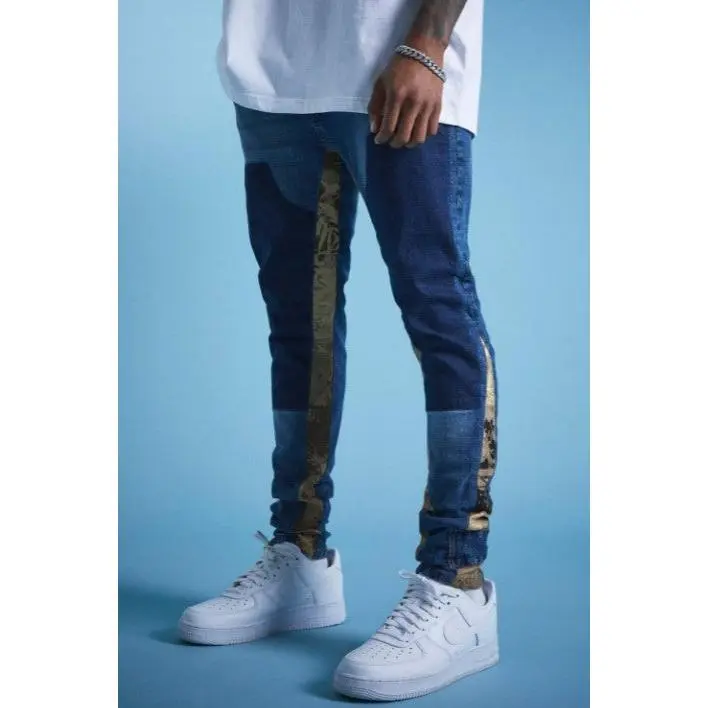 LIL TJAY SKINNY STRETCH CAMO GUSSET CARPENTER JEAN