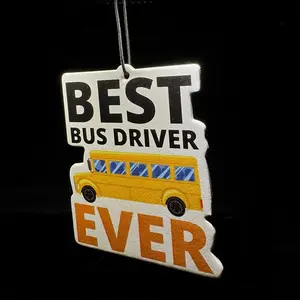 Best Bus Driver Ever Car Air Freshener, Long-Lasting Scented Paper Pendant for Rearview Mirror & Vent, Stress Relief Aromatherapy Accessory