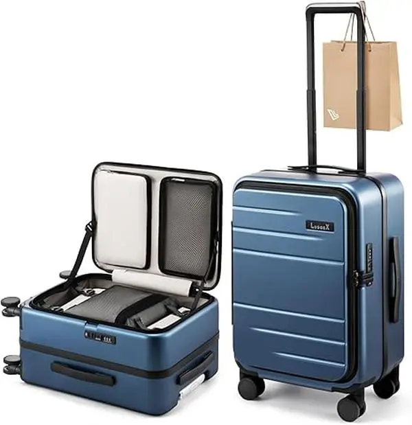 LUGGEX 20/26 Inch Top Opening Luggage FLA Aluminum Frame Trunk Style Luggage, Polycarbonate Hard Shell Suitcase