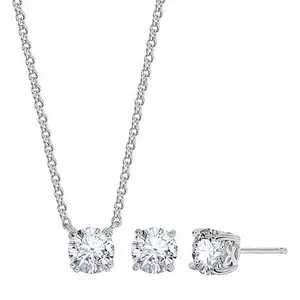 Radiance by Absolute™ 4.77ctw Round Slide Pendant Necklace & Earrings