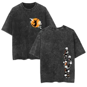 Haikyuu!! Karasuno Chibi Stack Tee – Front “Fly” Logo + Back Vertical Team Lineup | Vintage Washed