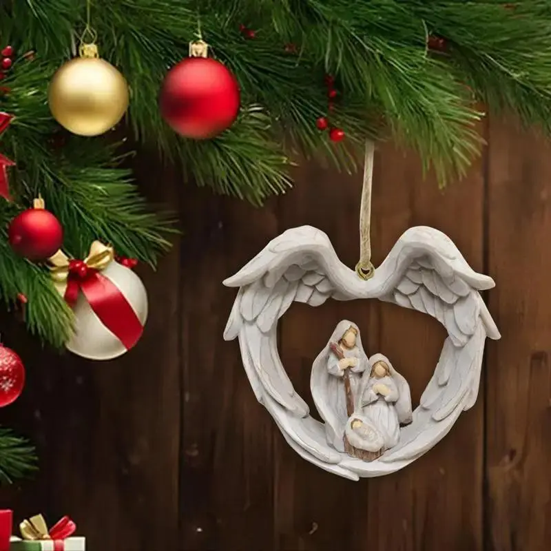 Angel Design Hanging Ornament, 1 Count Resin Angel Decoration, Christmas Decorations, Home Decor Supplies for Living Room Bedroom, Party Gift