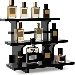 cologne stand Display Stand Portable Shelf for Display Shelves for Vendors Events  Cupcakes, Candles, Glasses, Jars, Crafts, , Farmers Market Display (Staight, Black)