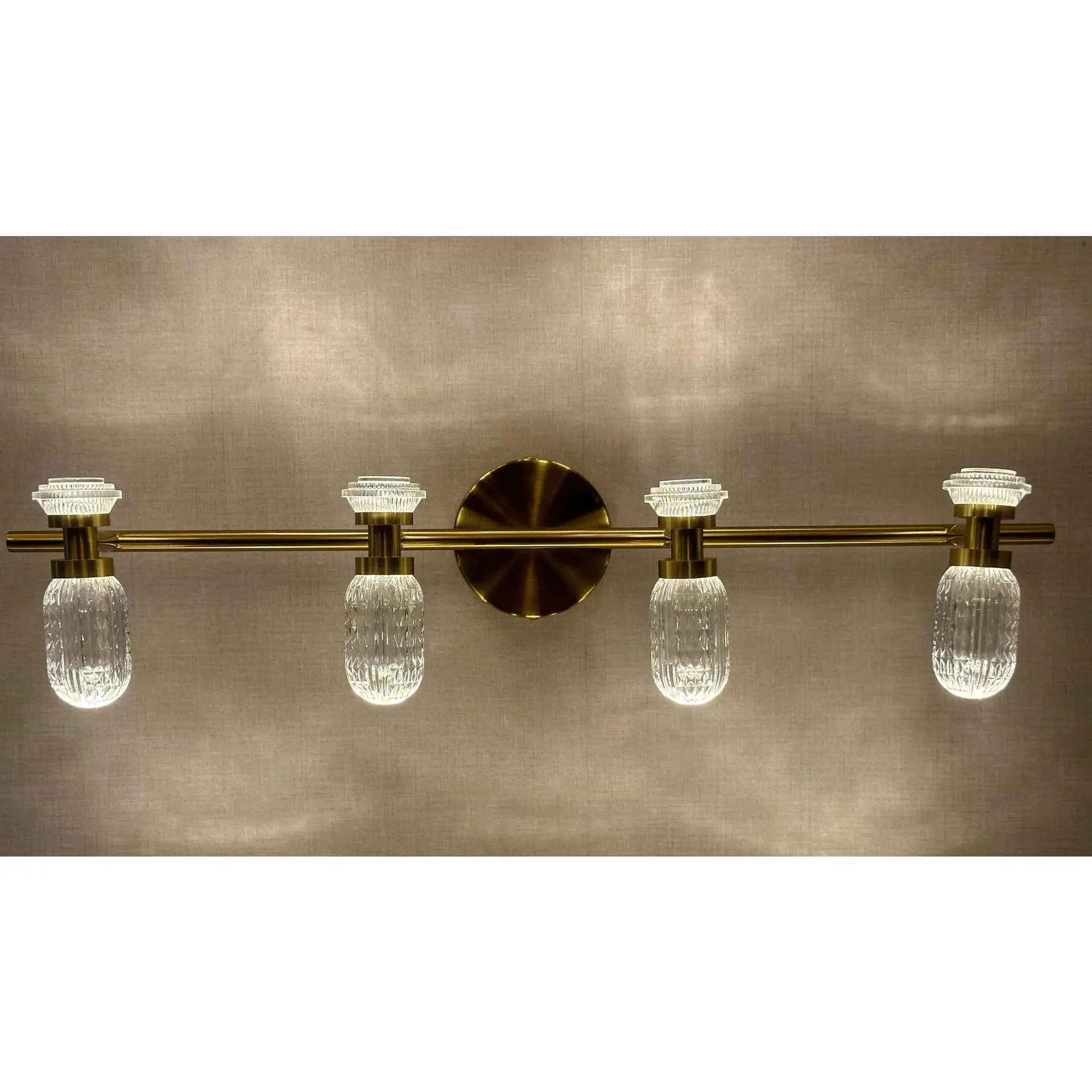 Luna Frost Vanity Light – Brushed Gold & Opal Crystal Series