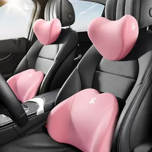 Car Neck Pillow & Lumbar Support Cushion, 2 Counts/set Soft Car Headrest Pillow & Lumbar Support Cushion, Automotive Car Interior Accessories for Women, Car Interior Kit