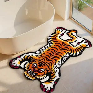 Orange Tibetan Tiger Bath Mat Bathroom Rug Non Slip, Ultra Soft Plush Tufted Cute Bathroom Mat Cool Animal Funky Area Rugs Absorbent Washable Carpet for Bedroom Living Room Décor, 24x40 Inch