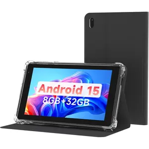 7 Inch Android 15 Tablet with Case 8GB RAM (3GB+5GB Extended) 32GB ROM 3000mAh Battery Dual Camera 2.4G/5G WiFi 6 Portable Mini Tablet for Work Study