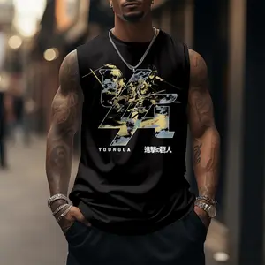 Anime 90s Graphic Sleeveless Tank Tops Men Vest Streetwear Outfits Men Vacation Outfits Sleeveless Shirt