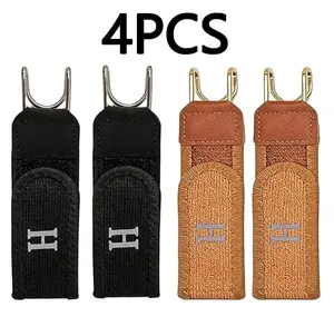 4-Piece Buckleless Metal Hook Elastic Belt, Adjustable No-Hole Invisible Waist Strap for Adults, Versatile Belt for Outdoor Work & Casual Use Stretchy Belts