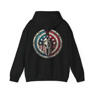 USA Patriotic Spartan Hoodie Sweatshirt, American Flag Apparel, United States Military Pullover, Red White Blue Hoodie, Independence Day
