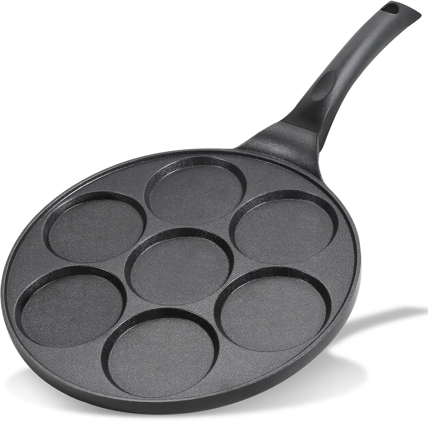 Nonstick Pancake Pan with 7-Mold Design Mini Pancake Maker PFOA-Free Coating Black Cookware