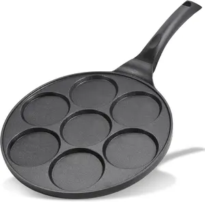 Nonstick Pancake Pan with 7-Mold Design Mini Pancake Maker PFOA-Free Coating Black Cookware