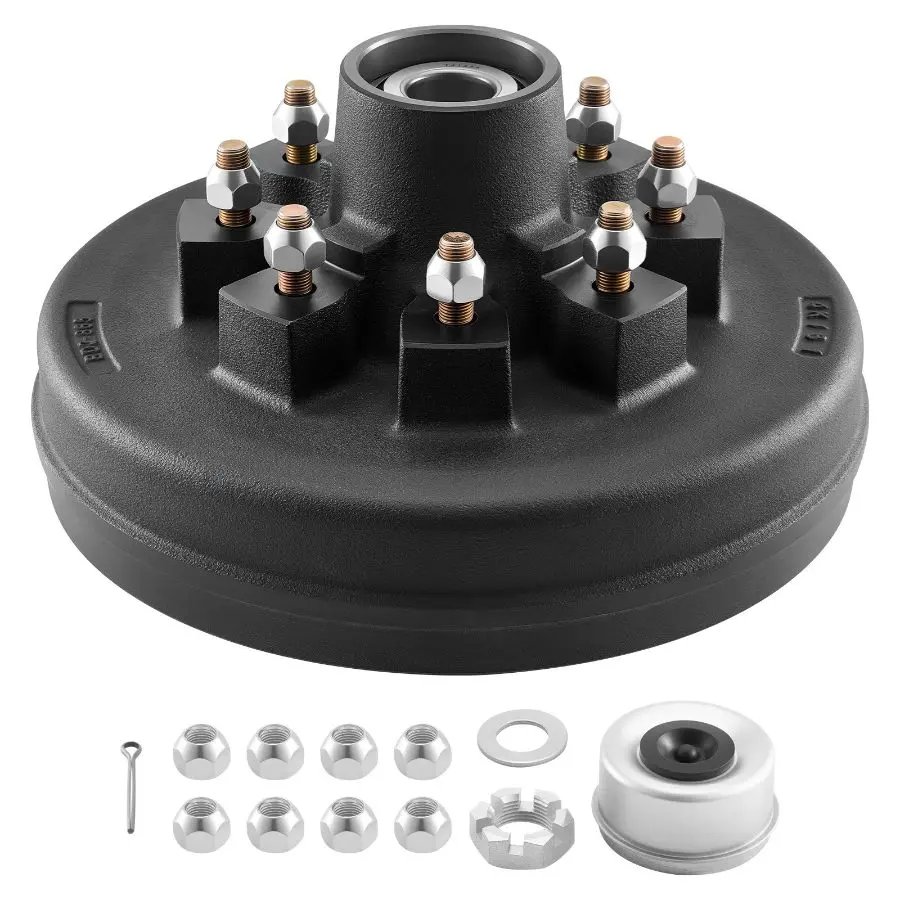 VEVOR Electric Trailer Brake Drum, 1 Pack, 8-Hole on 4-Inch Bolt Circle Brake Drum for 7000 lbs Trailer Axles, Long Service Life, Replacement of 12 Inch Brake Hub Drums Assembly for Trailers, RVs