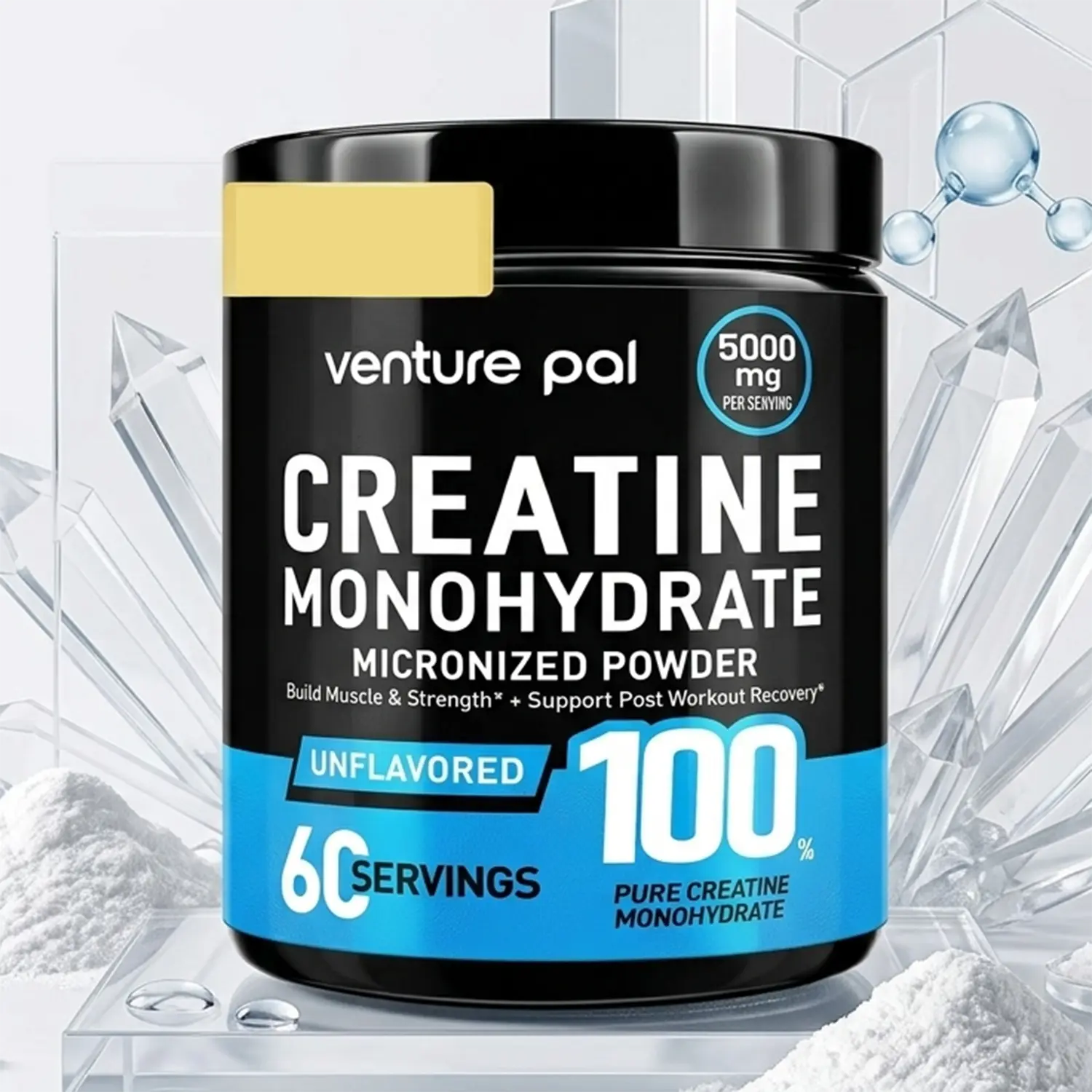 Micronized Creatine Monohydrate Dietary Supplement Powder - Pure, Unflavored, Vegan, Gluten-Free, 5g Per Serving, Fitness & Healthcare Support for Men, Creatine for Women