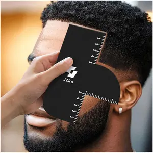2Pcs Reusable Barber Hairline Shaping Edge Line Up Enhancement Card with Measurement Indicators Hairline Enhancement Spray for Men