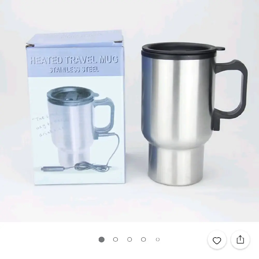 1Pc Stainless Steel Electric Heated Travel Mug, Thermal Coffee Cup for Driving Trips, Outdoor Use