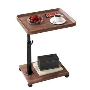 【Christmas Gift】C Shaped Side Table, Small Couch End Tables Adjustable Height with Swivel Top, TV Tray Desk with Wheels for Living Room, Bedroom, Couch, Small Places Tiltable Tabletop