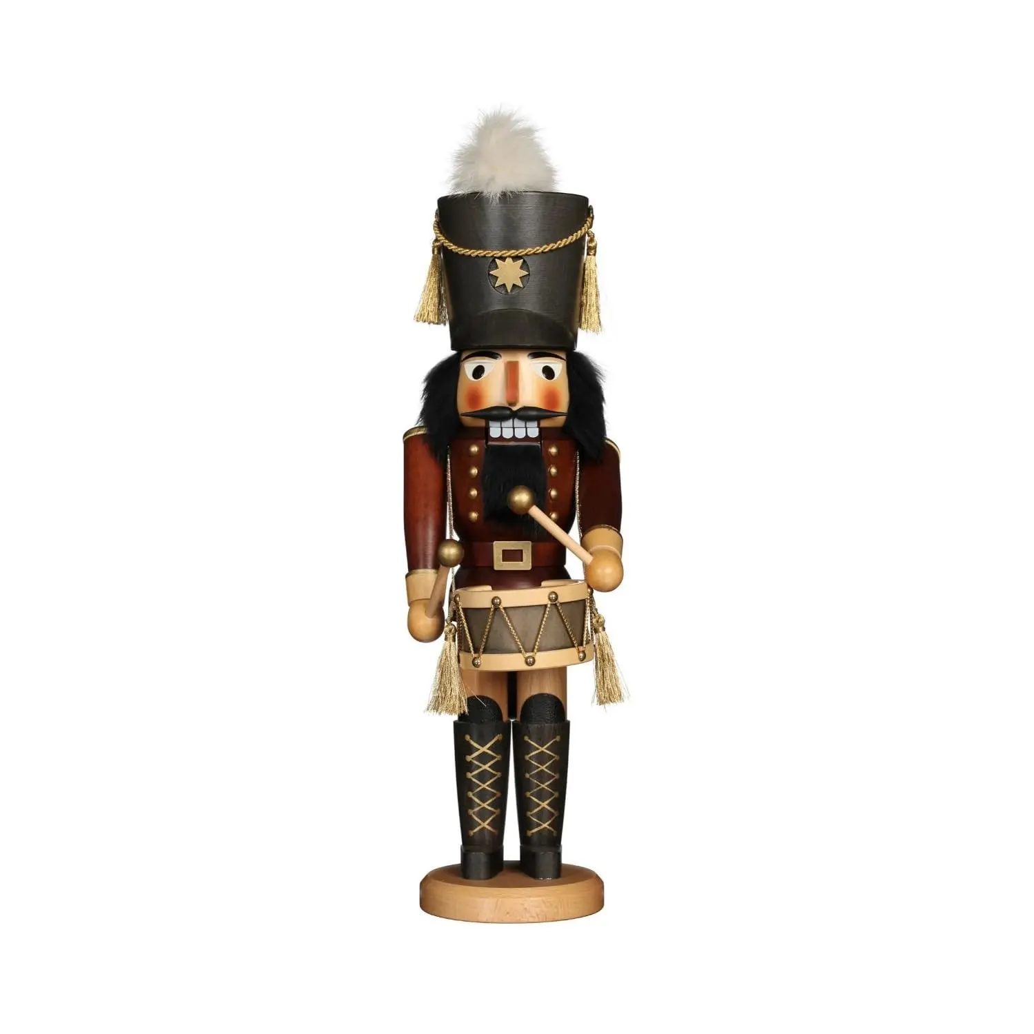 Alexander Taron 32-349 Christian Ulbricht Classic Wood Mini Drummer Nutcracker, 17"h x 5"w x 6"d Decorative Great Quality Festive Home Decoration, Holiday