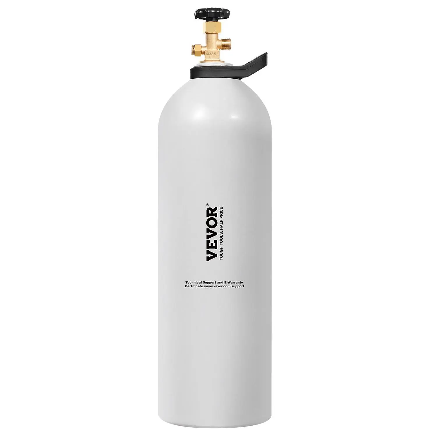 VEVOR 20 lbs Lightweight Aluminum Alloy CO2 Tank, 1800 psi Max Spray-Coated Cylinder with CGA320 Valve, Handle, Adjustable Pressure, DOT-TC Approved, Secure Certified, Compatible for Draft Beer Dispensing & Soda Maker
