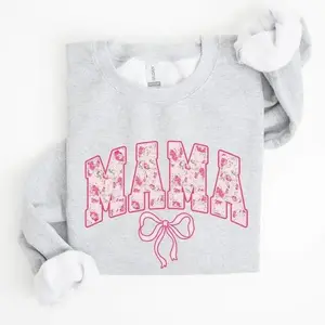 Mom, Etiquette, Pink Bow, Trendy, Girl, Soft Girls' Generation Sweatshirt, Women's Round Neck, Mother's Day Gift, Mother's Day GiftRAIMENTRY