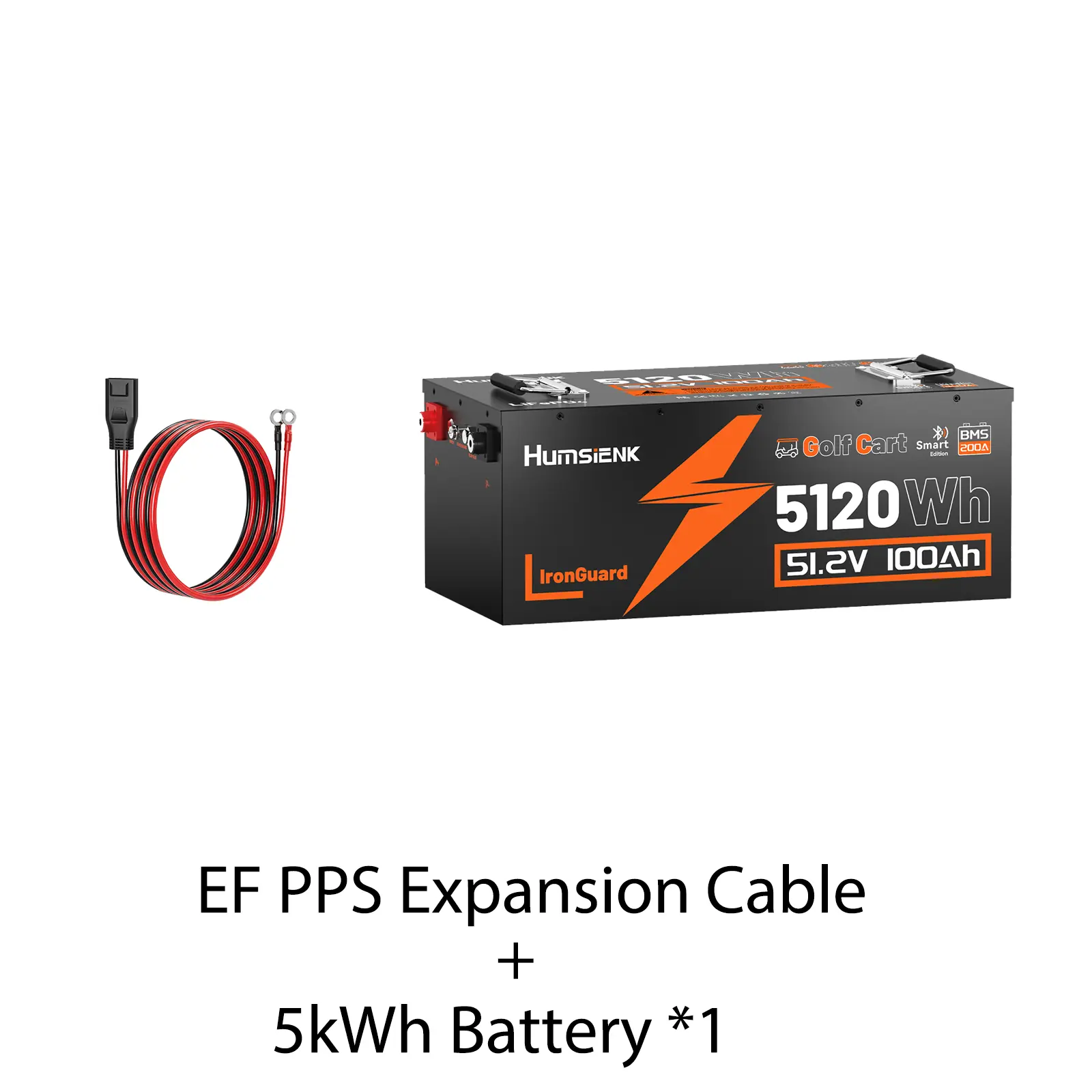 【5kwh Battery+Expansion Cable】Humsienk 48V 100Ah LiFePO4 Battery | 5.12KWh for Home Storage, Off-grid & UPS | Active Balancing