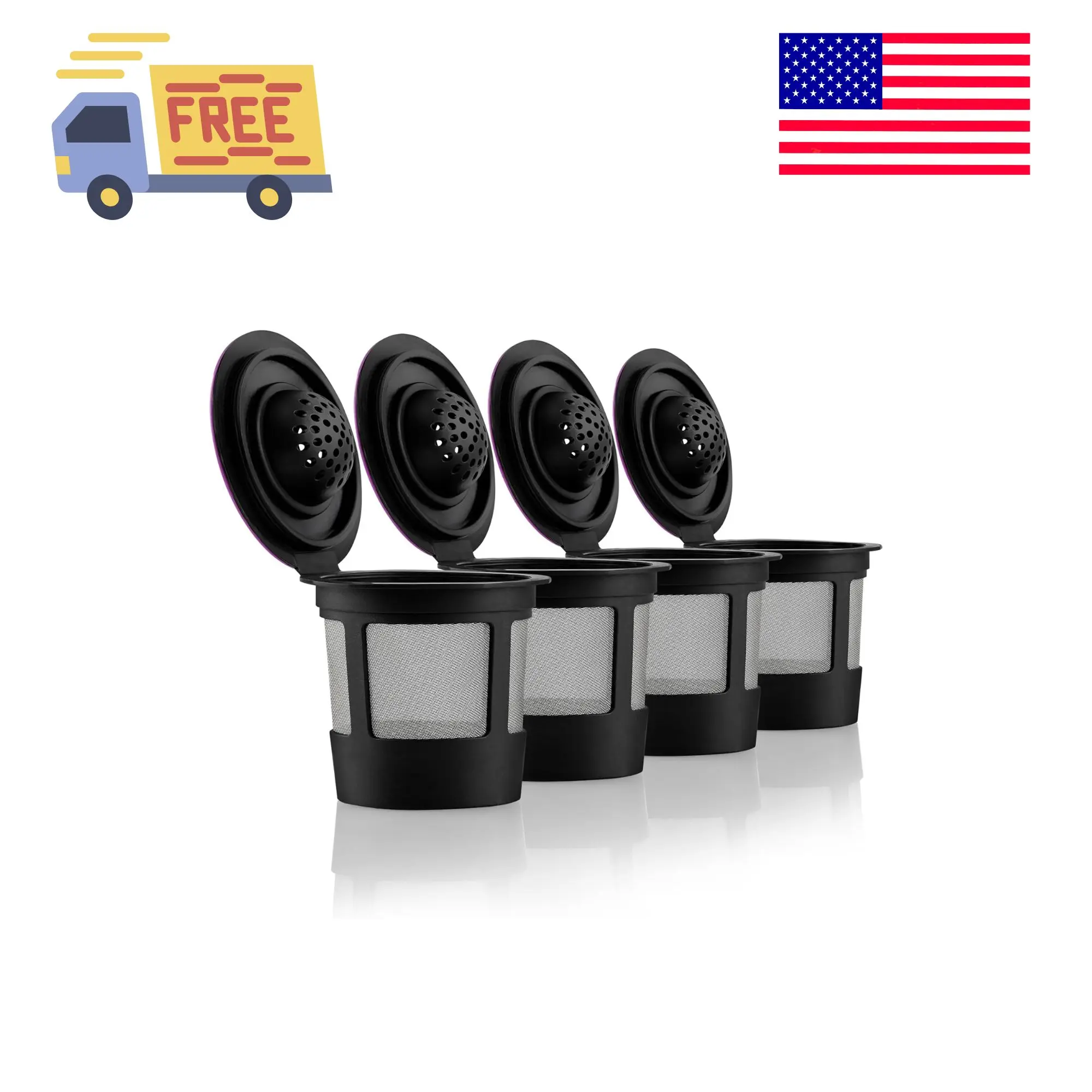4 Black Reusable K Cups for Keurig Coffee Makers - BPA Free Refillable  Kcups Coffee Filters - TikTok Shop