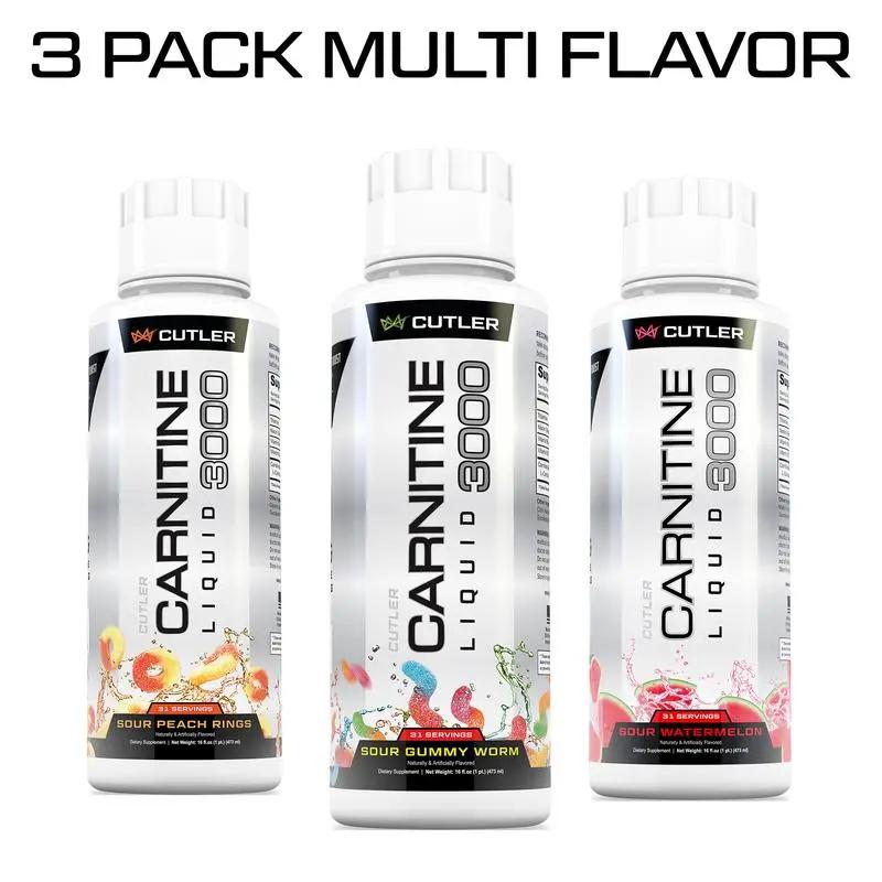 Cutler Nutrition Carnitine Liquid 3000 3-Pack Multi-Flavor Energy Sport Beverage Drink Variety Pack US Edition