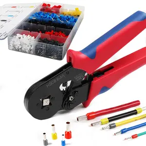 Wire Terminal Crimping Tool Set Hsc86-4, Needle Type & Square Design, Cold Pressure European Style, Range 0.25-10mm, Durable Construction, with 1300pcs Wire Ferrules Kit Wire Ends Terminals
