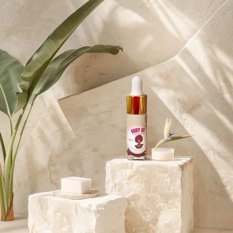 Sample Scented Dry Body Oil for Non-Greasy Moisturized Skin with Organic Sweet Almond Sunflower Grapeseed Moringa Oils & Hibiscus Petals for Hydration - Moisture