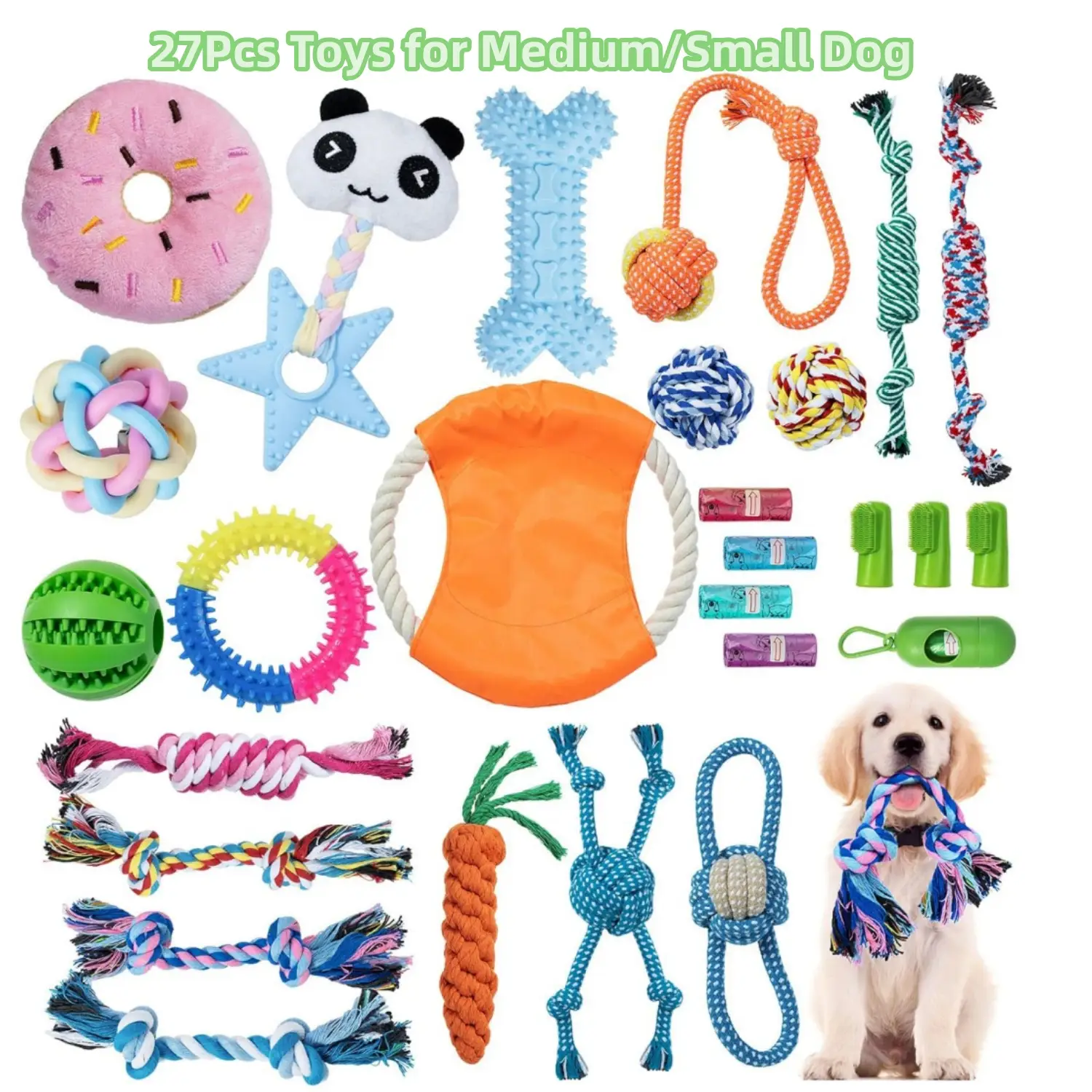 NW2Lbs 27 pack Dog Toys Set - Durable Puppy Chew Toys for Teething, Interactive Dog Toy for Medium Small Breeds and Aggressive Chewers - Tough Rope To