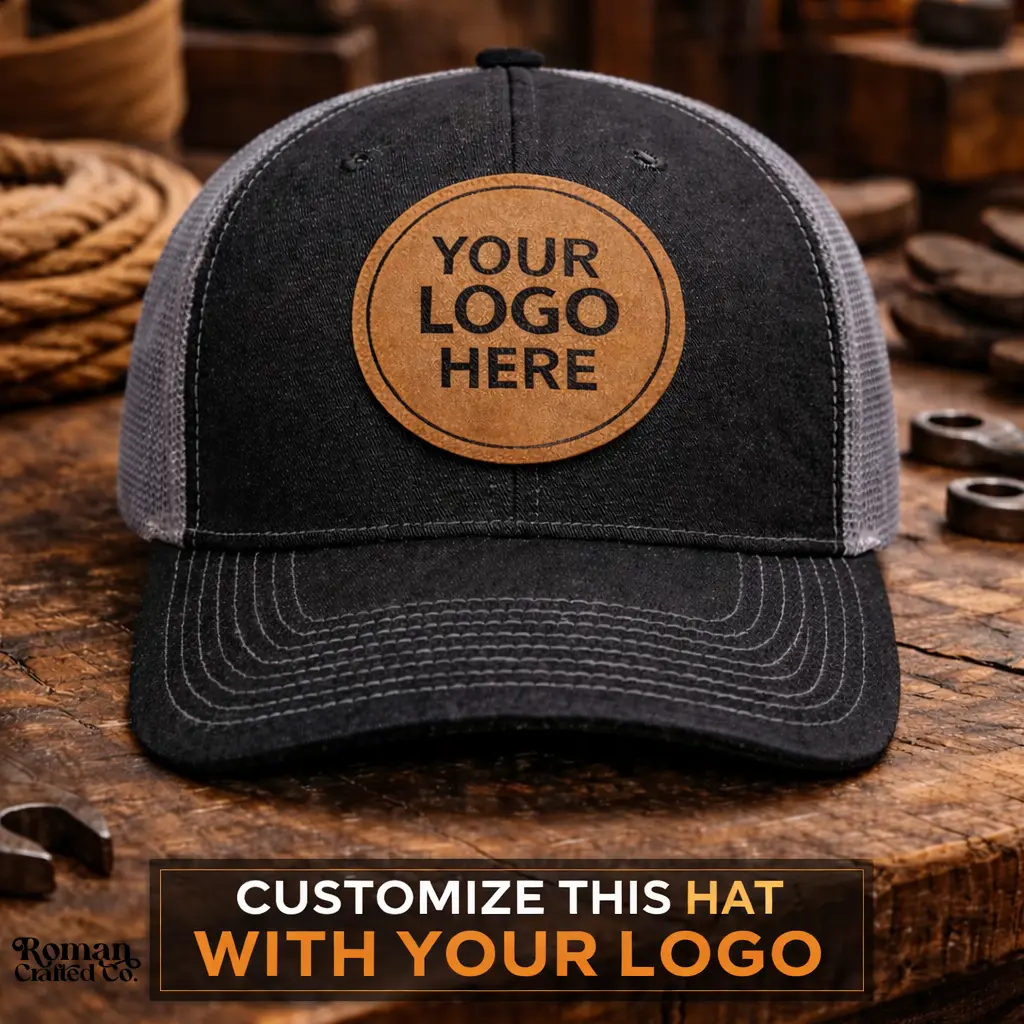 Custom Logo Hat – Personalized Leatherette Patch Hat