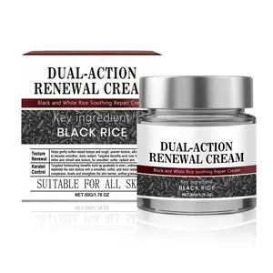Dual-Action Renewal Cream with Black & White Rice, Soothing Repair Face Moisturizer for Hydration, Barrier Support, Daily Skincare and Healthy-Looking Skin, Suitable for All Skin Types, 1 Pack