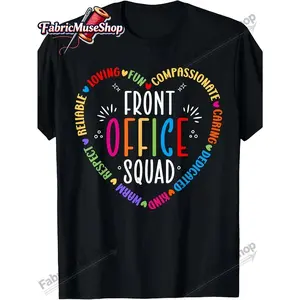 Men's & Women's School Secretary T-Shirt - Funny Office Staff Gift with Hearts & School Icons, Short Sleeve Round Neck Tee Suitable for Office Parties, Teacher's Day, School Events - Casual Comfortable Apparel for Secretaries & Admin Staff