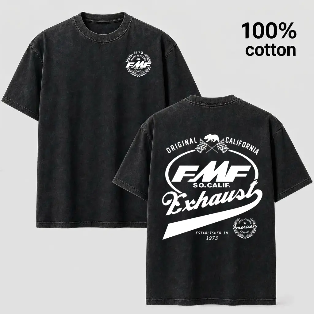 Men's Graphic T-Shirt, Vintage Retro 1973 FMF Dirt Bike Print, 2-Sided Casual Cotton Round Neck Top for Motocross Riders, Graphic Tee, Gift-Worthy, Tshirt, Mens Clothing, Men's Graphic Tees