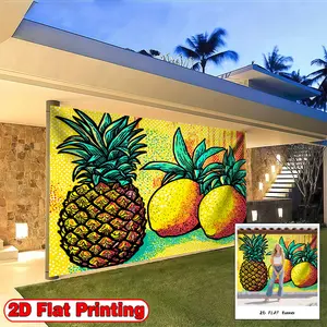 2D FLAT Banner, 1pc Pop Art Pineapple Yellow, Polyester home decoration background banner, suitable for living room, bedroom and other indoor and outdoor decoration, a perfect gift for parties and festival celebrations