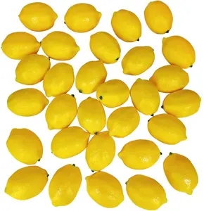 30 Pack Faux Yellow Lemons Artificial Fruits Fake Lemons Lifelike Simulation for Lemonade Table Summer Decorations Vase Fillers Fruit Bowl Lemon Wreath Photography Props