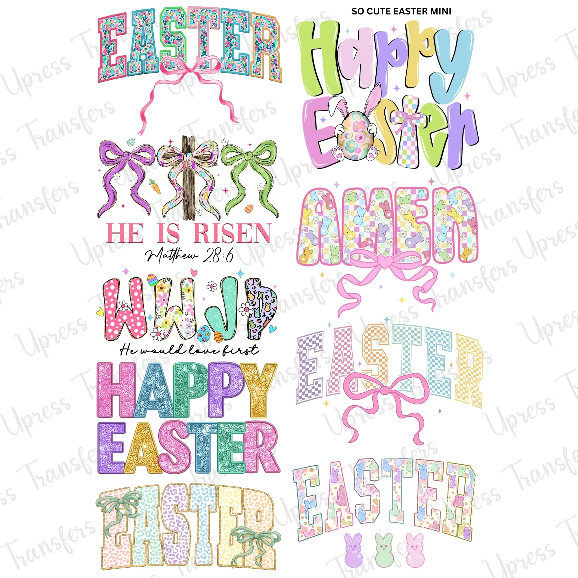 So Cute Easter Mini DTF Transfer Gang Sheet 24.5" x 36" Direct To Film for DIY Enthusiasts Vibrant Custom Options Cozy Handmade Aesthetic Festive Design